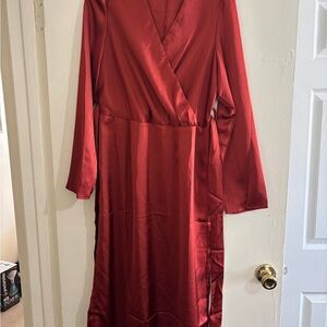 Elegant Red Satin Dress